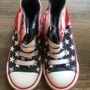 Stars and Stripes. Hi-Top Converse. Size 8